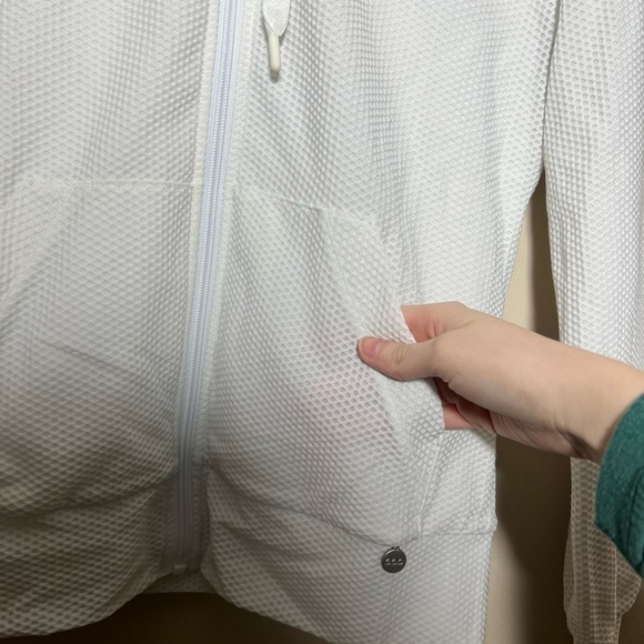 White Textured Athletic Zip Up - Picture 3 of 8